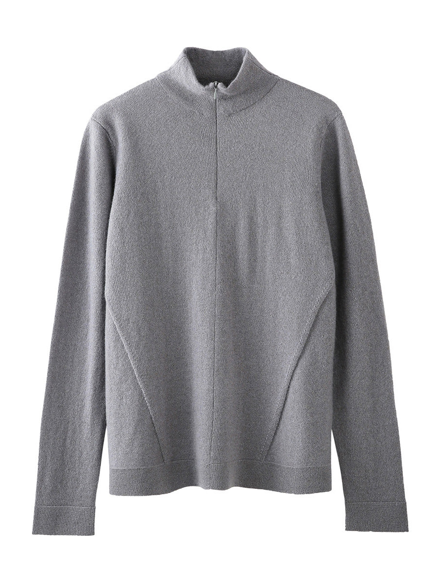COMOBOCA 100% Cashmere Women's Half-Zip Mock Neck Pullover Sweater
