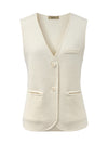 COMOBOCA 100% Wool Elegant Sleeveless Button-Up Vest