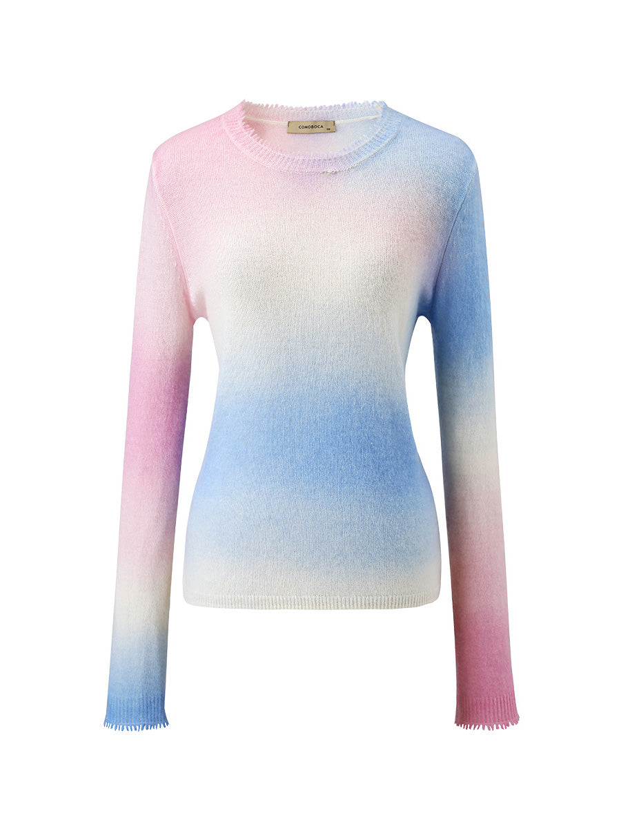 COMOBOCA 100% Cashmere Women's Gradient Ombre Sweater