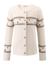 COMOBOCA 100% Wool Kid's Floral Embroidered Cable Knit Cardigan