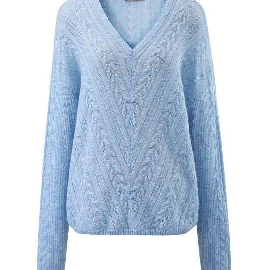 COMOBOCA 100% Cashmere Women's V-Neck Drop Shoulder Sweater