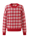 COMOBOCA 100% Cashmere Women's Checkered Round Neck Sweater