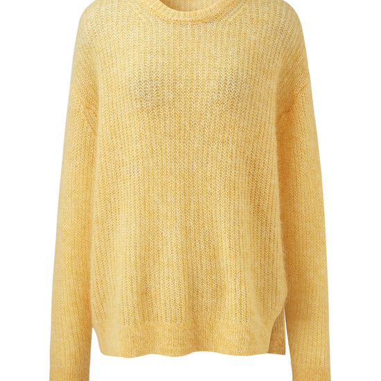 COMOBOCA Women's Mohair Sheer Knit Round Neck Sweater