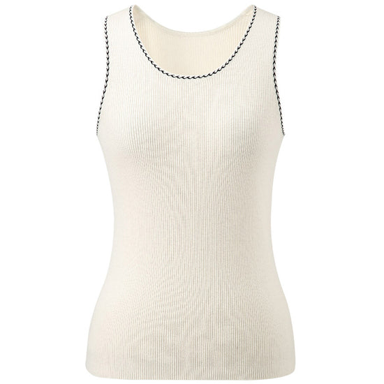 COMOBOCA 100% Wool Women's Sleek Ribbed Knit Tank Top