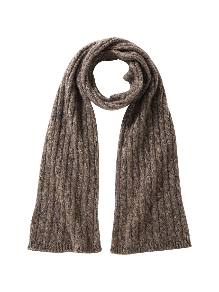 COMOBOCA 100% Cashmere Classic Cable Knit Scarf