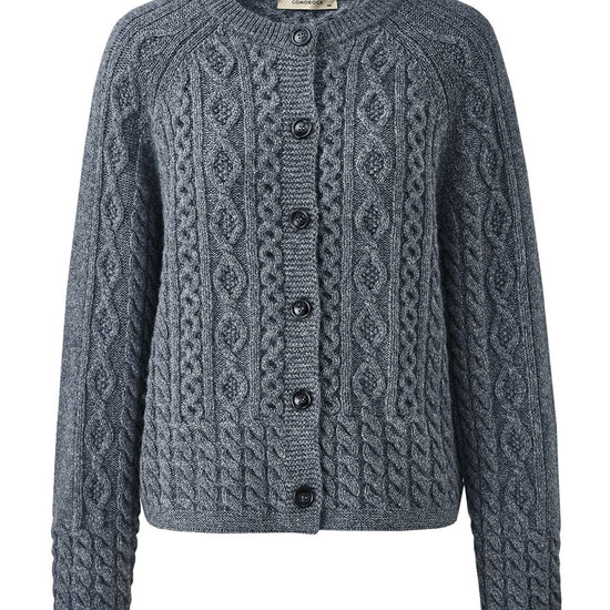 COMOBOCA 100% Wool Women's Cable Knit Button Cardigan