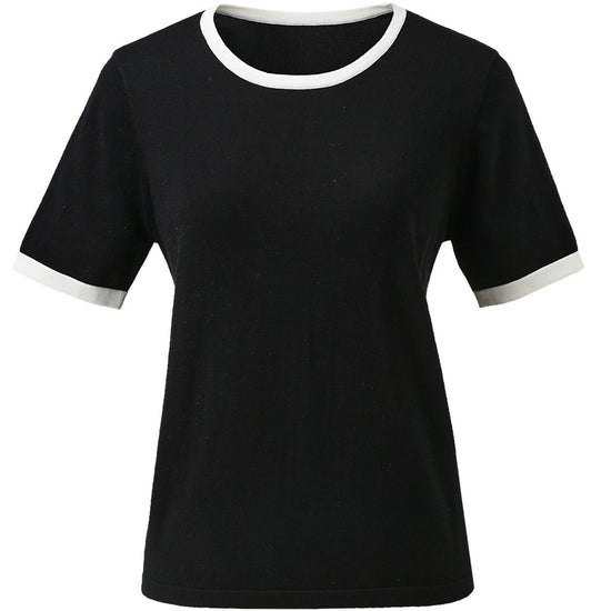 COMOBOCA Women's Retro Ringer Cotton Silk T-Shirt