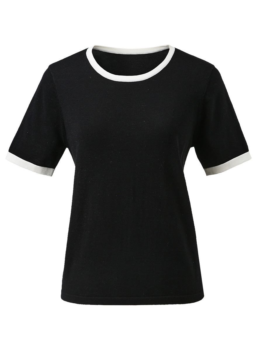 COMOBOCA Women's Retro Ringer Cotton Silk T-Shirt