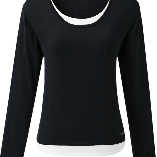 COMOBOCA Women's Layered Round Neck Knit Sweater