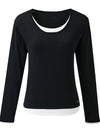 COMOBOCA Women's Layered Round Neck Knit Sweater