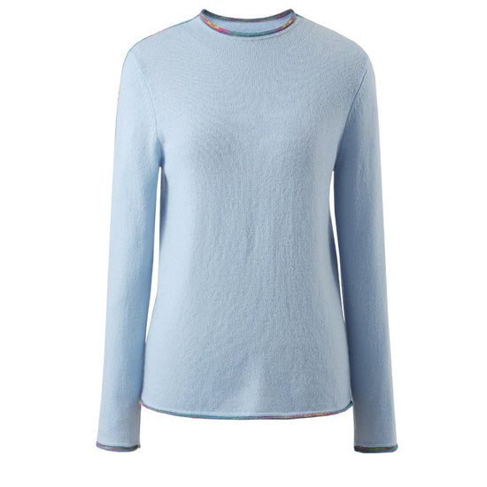 COMOBOCA 100% Cashmere Women's Sweater with Built-in Collar