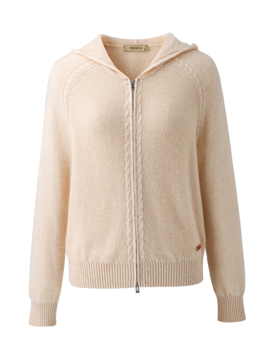 COMOBOCA 100% Cashmere Women's Double Zip Hoodie