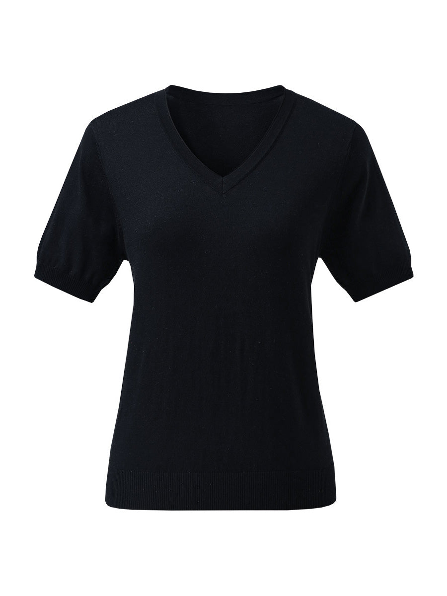COMOBOCA Women's V-Neck Knit T-Shirt
