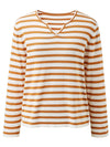 COMOBOCA Women's Striped Long Sleeve V-Neck T-Shirt