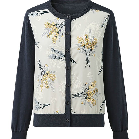 COMOBOCA Women's Floral Ribbed Button-Up Cardigan