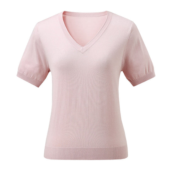 COMOBOCA Women's V-Neck Knit T-Shirt