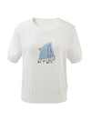 COMOBOCA Women's Elephant Intarsia Ribbed Knit T-Shirt