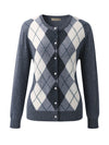 COMOBOCA 100% Cashmere Women's Argyle Pattern Cardigan