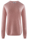 COMOBOCA Pink 100% Cashmere Women's Round Neck Ribbed Knit Sweater