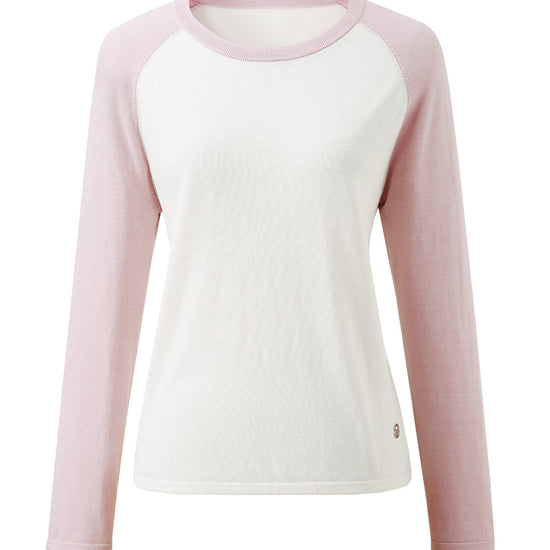 COMOBOCA Women's Colorblock Raglan Round Neck Sweater