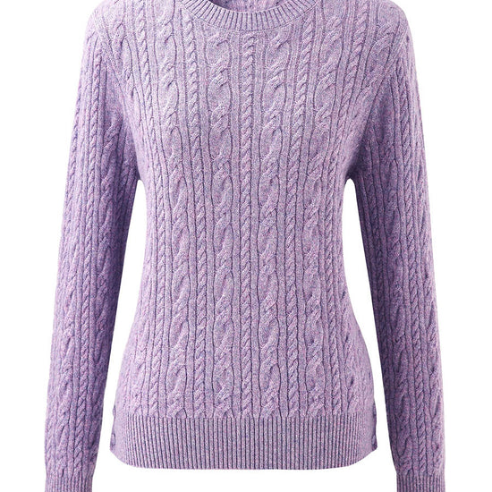 COMOBOCA 100% Cashmere Women's Cable Round Neck Knit Sweater