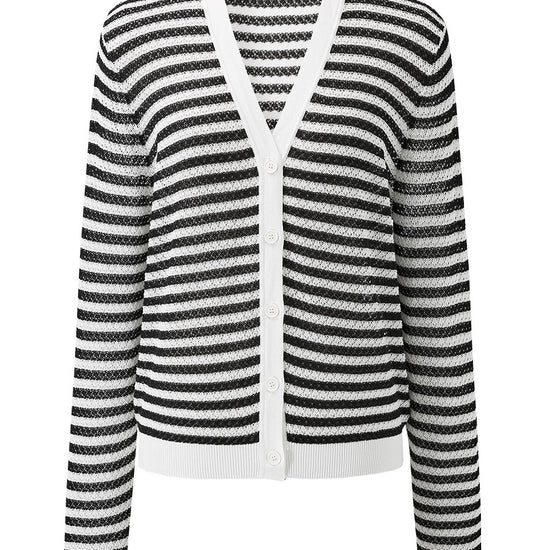 COMOBOCA Women's Striped Ribbed Cardigan