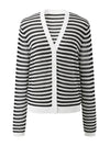 COMOBOCA Women's Striped Ribbed Cardigan