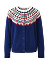 COMOBOCA 100% Wool Women's Fair Isle Inspired Button Down Cardigan