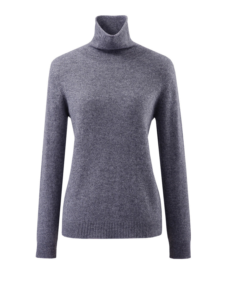 COMOBOCA 100% Wool Women's Ribbed Turtleneck Sweater