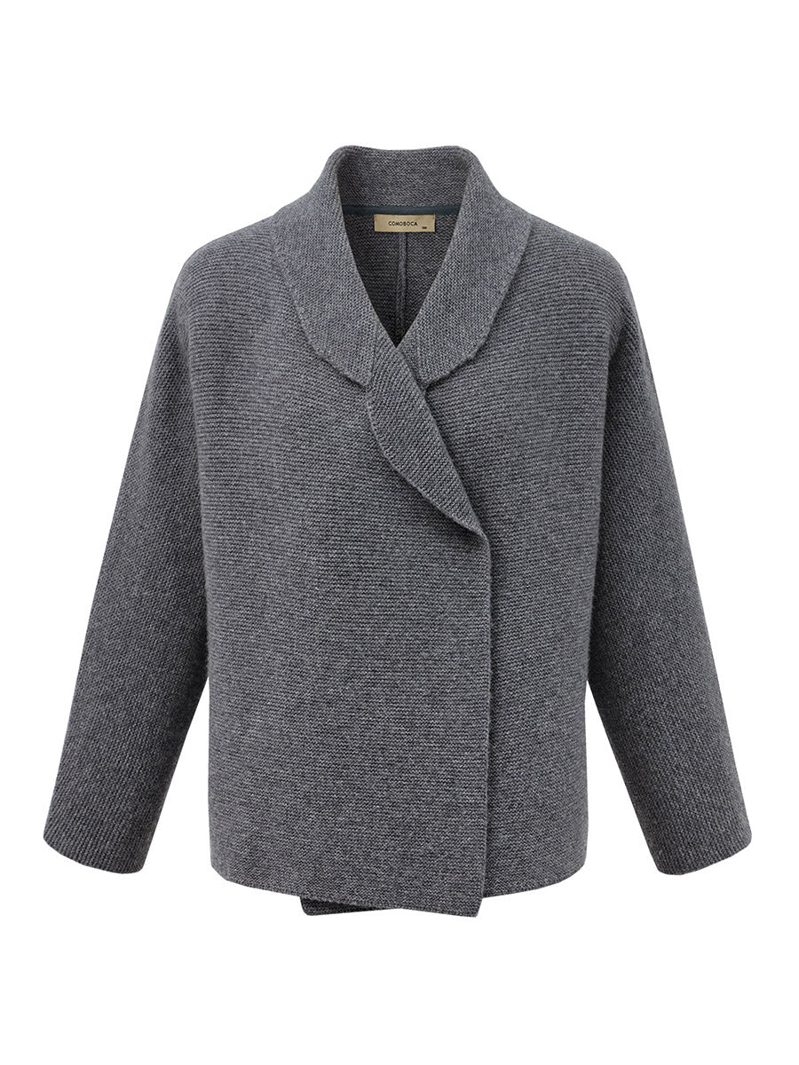 COMOBOCA 100% Wool Women's Loose Knit Blazer Coat