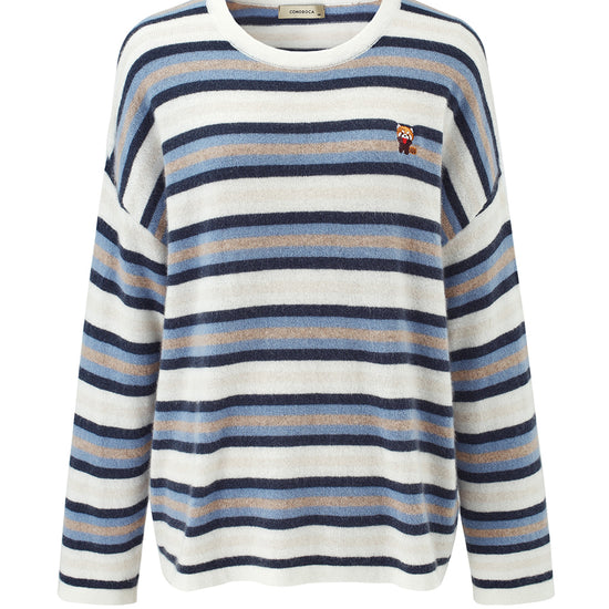 COMOBOCA 100% Cashmere Women's Striped Knit Sweater