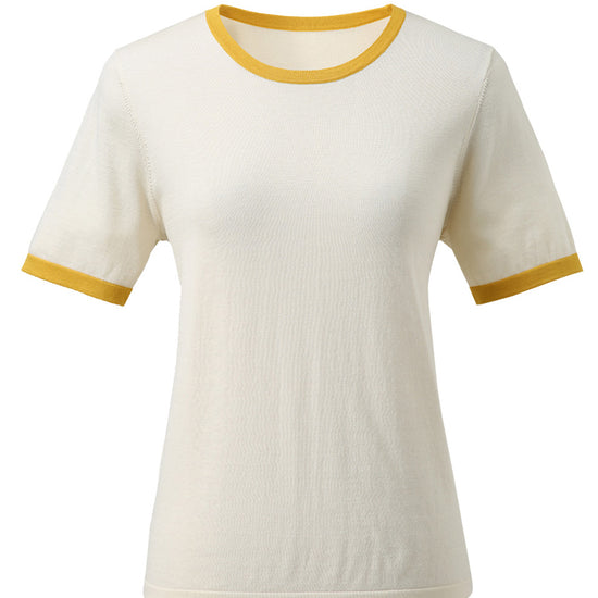 COMOBOCA Women's Retro Ringer Cotton Silk T-Shirt