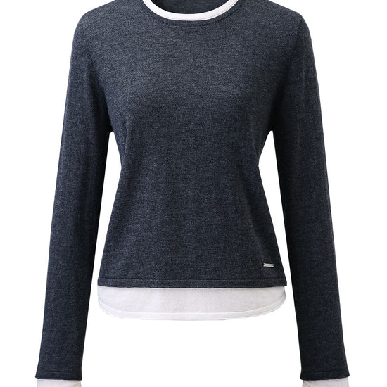 COMOBOCA 100% Wool Chic Layered Look Sweater for Women