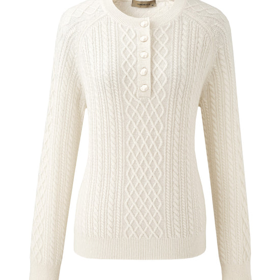 COMOBOCA 100% Cashmere Women's Cable Knit Button Front Sweater