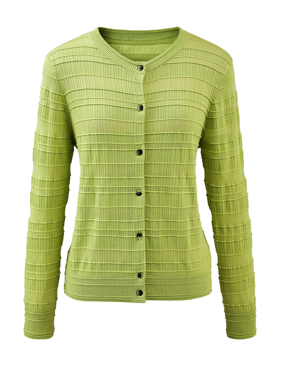 COMOBOCA Women's Textured Ribbed Knit Cardigan
