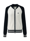 COMOBOCA 100% Cashmere Women's Color Block Knit Baseball Jacket