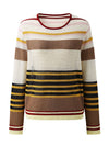 COMOBOCA Women's Multi Striped Mesh Knit Round Neck Sweater