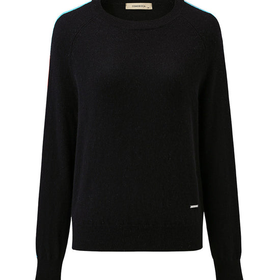 COMOBOCA 100% Cashmere Women's Colorful Side Stripes Knit Sweater