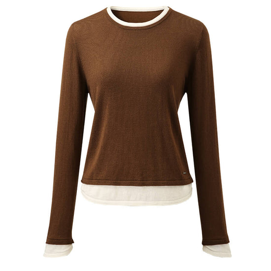COMOBOCA 100% Wool Chic Layered Look Sweater for Women