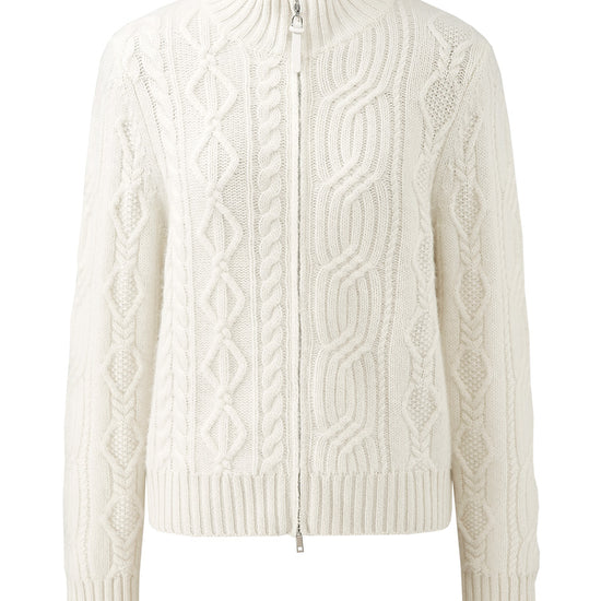 COMOBOCA 100% Cashmere Women's Cable Knit Zip Up Cardigan