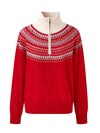 COMOBOCA 100% Wool Women's Fair Isle Zip Up Sweater