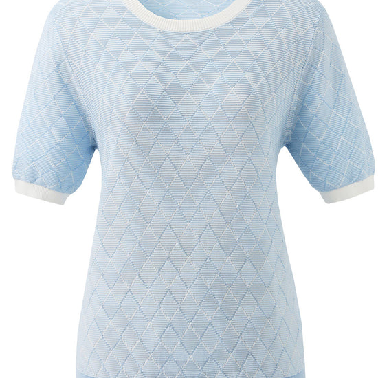 COMOBOCA Women's Diamond Knit Short Sleeve Sweater