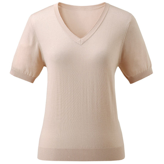 COMOBOCA Women's V-Neck Knit T-Shirt