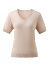 COMOBOCA Women's V-Neck Knit T-Shirt
