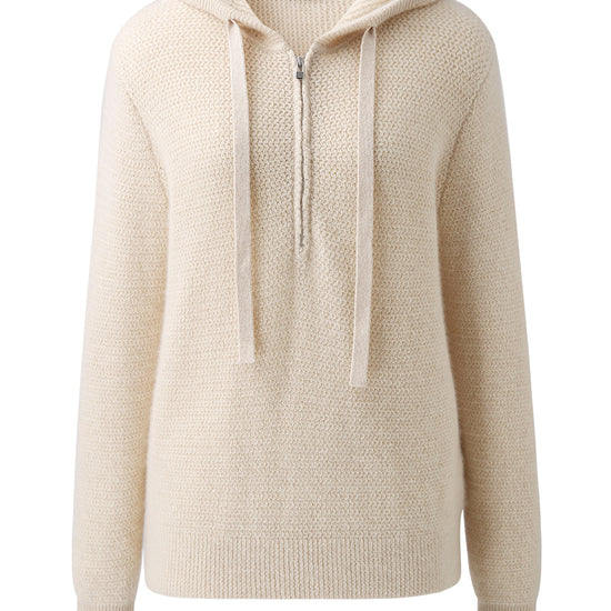 COMOBOCA 100% Cashmere Women's Half Zip Hoodie