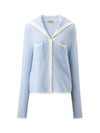 COMOBOCA 100% Cashmere Women's Sailor Collar Knit Cardigan