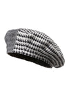 COMOBOCA 100% Cashmere Elegant Houndstooth Knit Beret