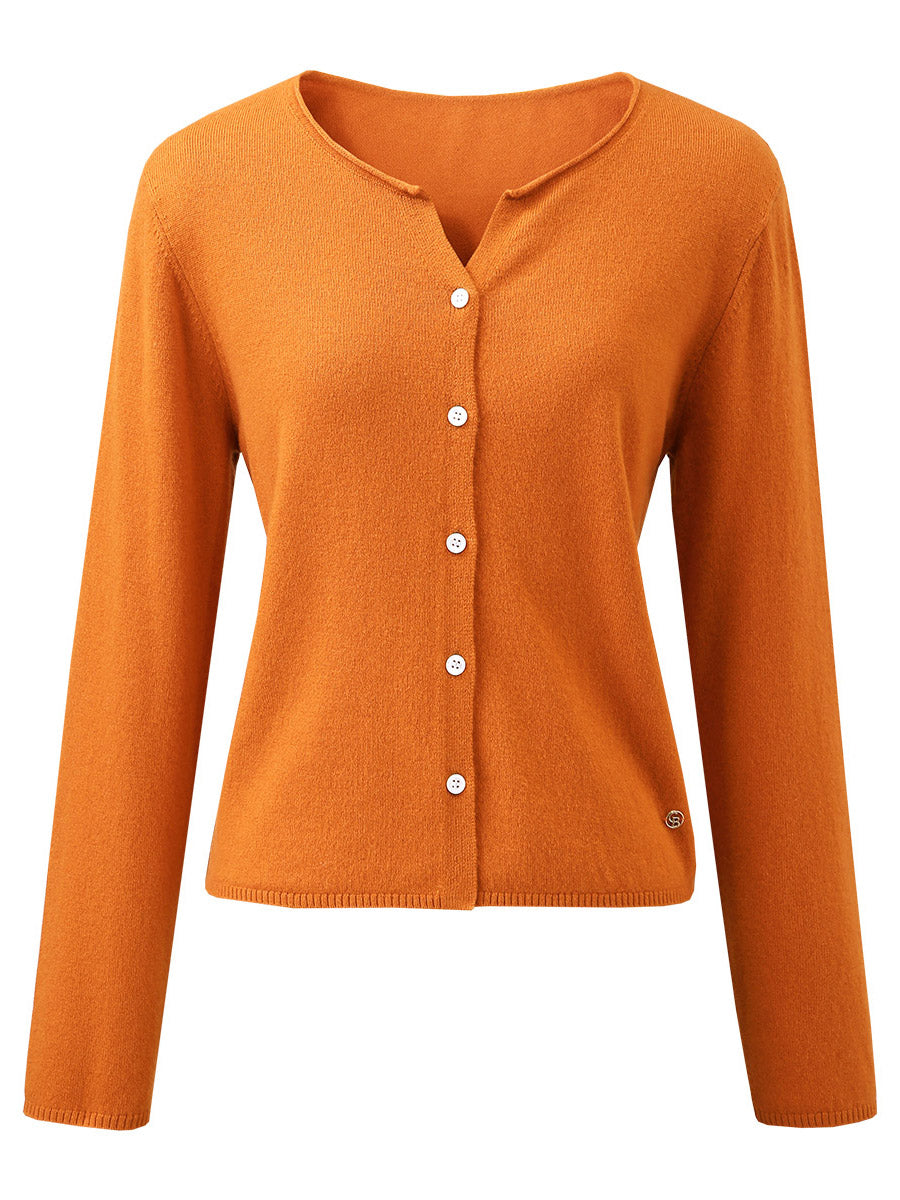 COMOBOCA 100% Wool Women's V-Neck Button Up Cardigan