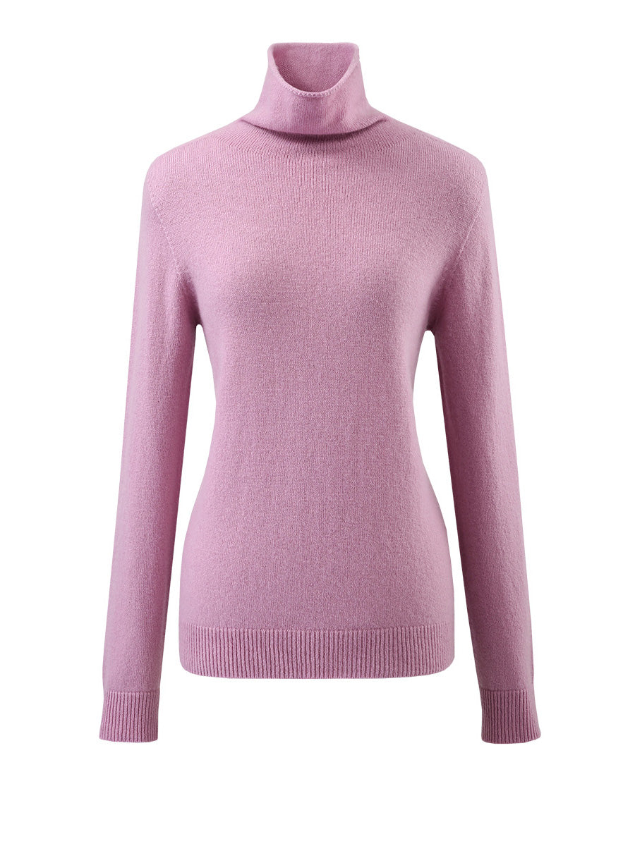 COMOBOCA 100% Wool Women's Ribbed Turtleneck Sweater