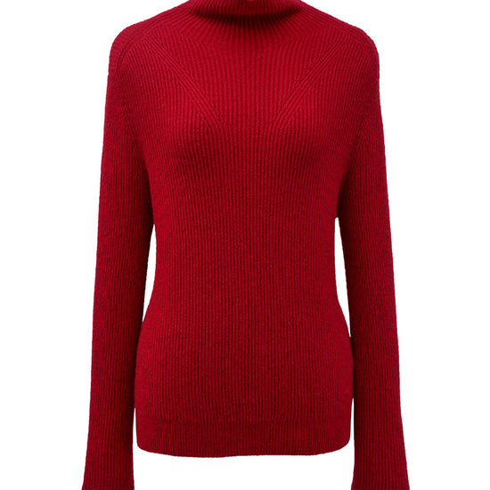 COMOBOCA RED 100% Cashmere Women's Turtleneck Knit Sweater